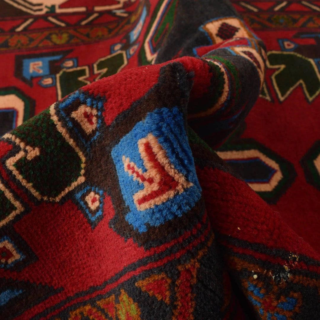 Afghan Baluchi Rug 4' 2" x 7' 2" Hand-Knotted | No. AL78885