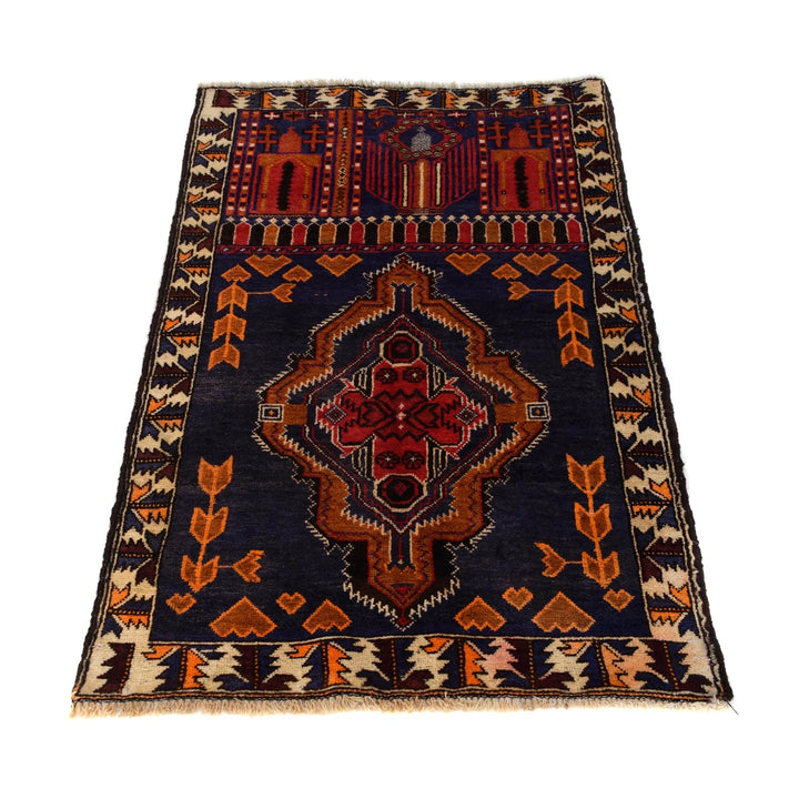 Afghan Prayer Rug 3' 0" x 4' 9" Hand-Knotted | No. AL78902