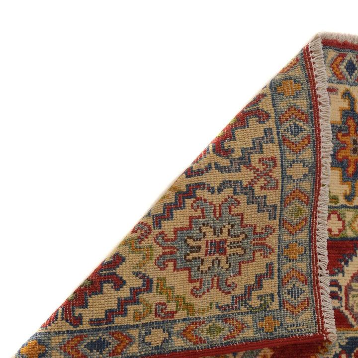 Red Afghan Kazak Rug 3' 5" x 5' 0" Hand-Knotted | No. AL78911
