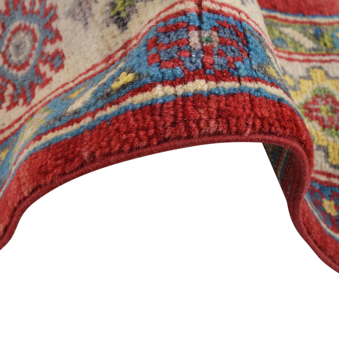 Red Afghan Kazak Rug 4' 2" x 6' 6" Hand-Knotted | No. AL78912