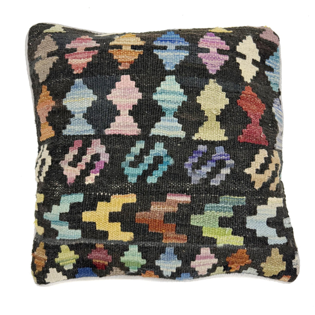 Afghan Kilim Cushion 1' 5" x 1' 5" Flat-Weave | No. AL789138