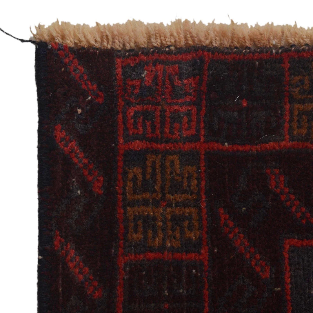 Red Afghan Baluchi Rug 2' 11" x 4' 10" Hand-Knotted | No. AL78933