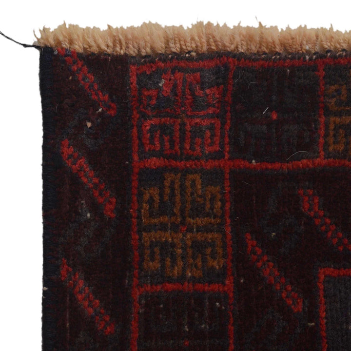Red Afghan Baluchi Rug 2' 11" x 4' 10" Hand-Knotted | No. AL78933