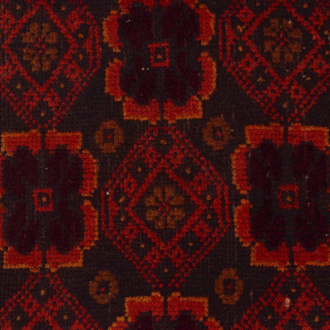 Red Afghan Baluchi Rug 2' 11" x 4' 10" Hand-Knotted | No. AL78933