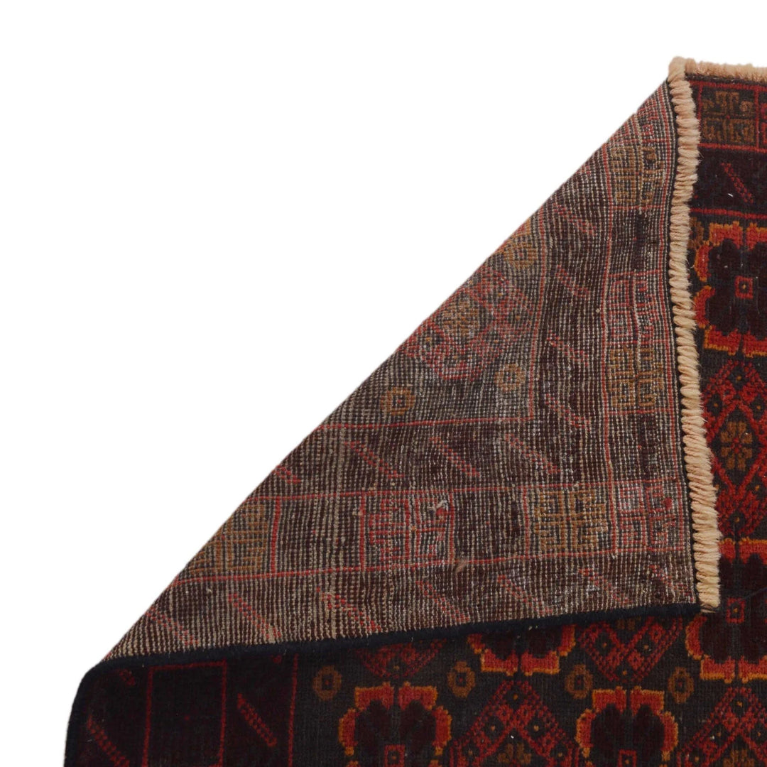 Red Afghan Baluchi Rug 2' 11" x 4' 10" Hand-Knotted | No. AL78933