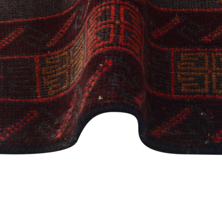 Red Afghan Baluchi Rug 2' 11" x 4' 10" Hand-Knotted | No. AL78933