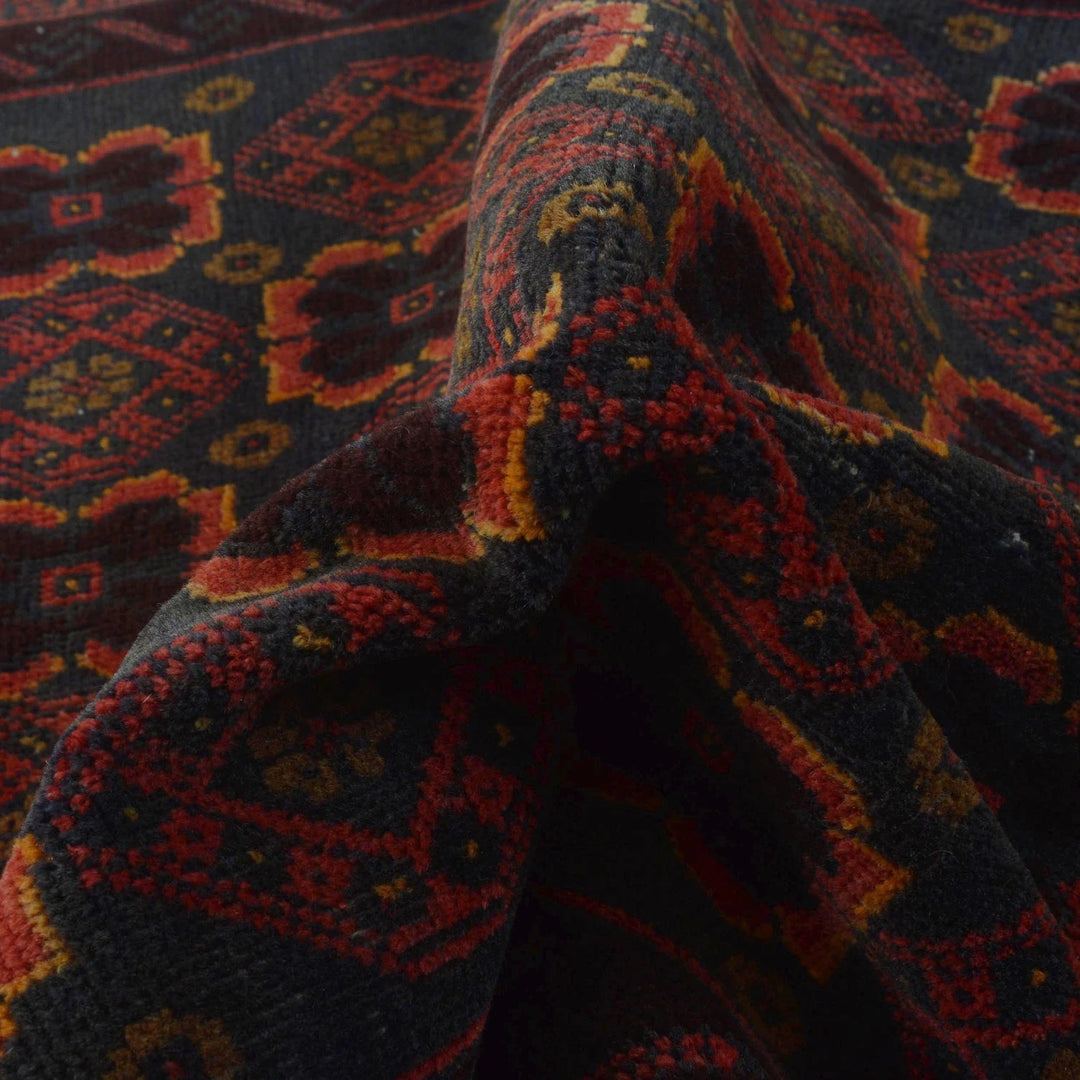 Red Afghan Baluchi Rug 2' 11" x 4' 10" Hand-Knotted | No. AL78933