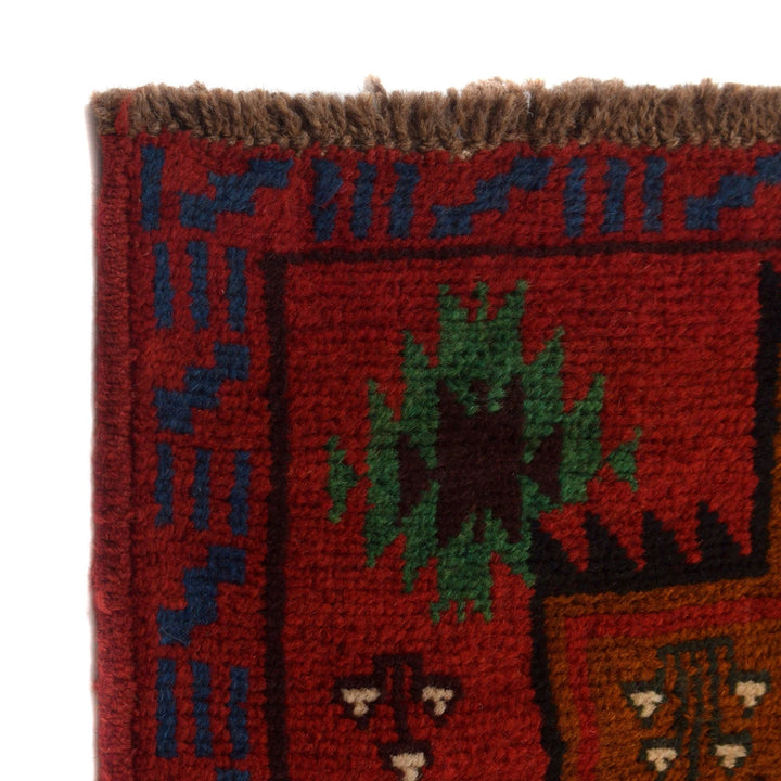 Red Afghan Baluchi Rug 2' 6" x 9' 8" Hand-Knotted | No. AL78935