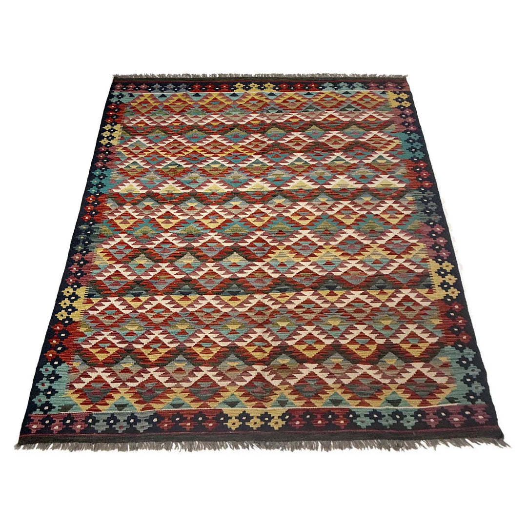 Afghan Vegetable Kilim Rug 6' 0" x 8' 0" Flat-Weave | No. AL790100