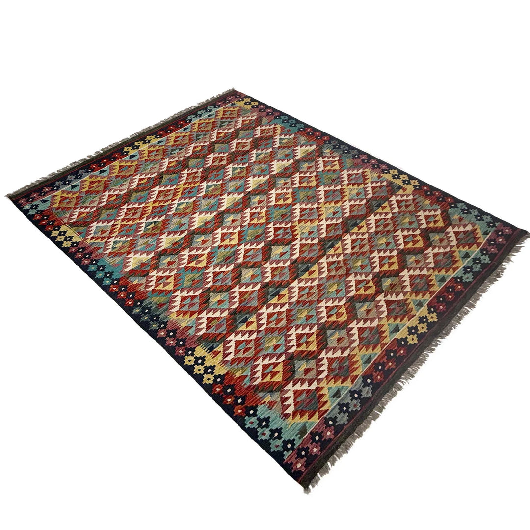 Afghan Vegetable Kilim Rug 6' 0" x 8' 0" Flat-Weave | No. AL790100