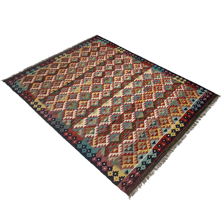 Afghan Vegetable Kilim Rug 6' 0" x 8' 0" Flat-Weave | No. AL790100