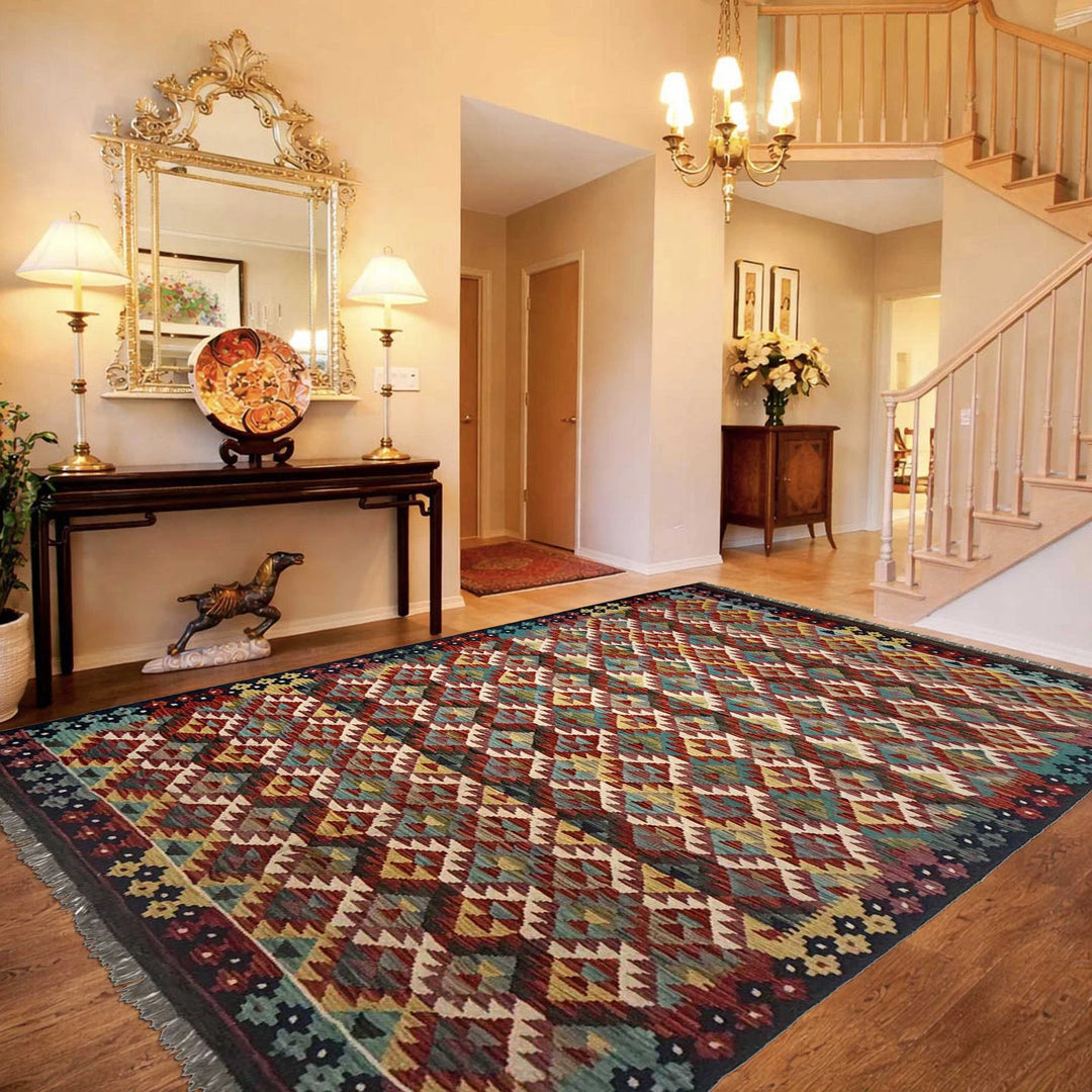 Afghan Vegetable Kilim Rug 6' 0" x 8' 0" Flat-Weave | No. AL790100
