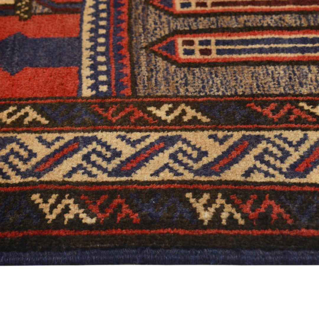 Red Afghan Prayer Rug 2' 8" x 4' 2" Hand-Knotted | No. AL79035