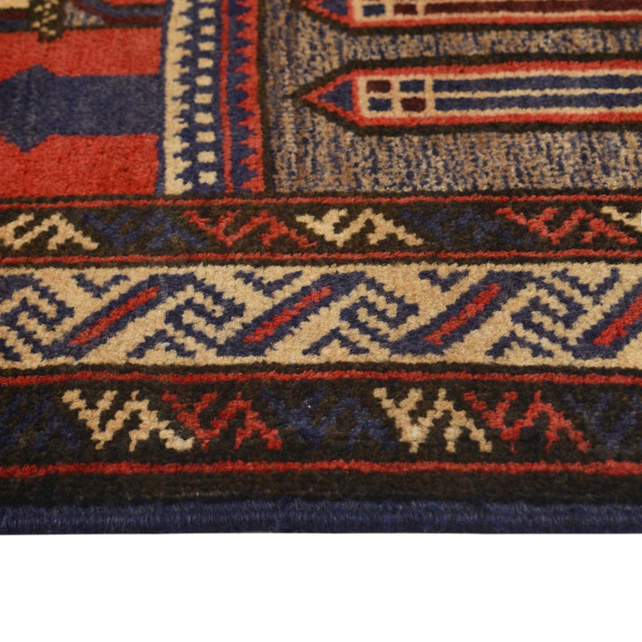 Red Afghan Prayer Rug 2' 8" x 4' 2" Hand-Knotted | No. AL79035