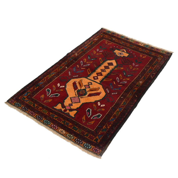 Afghan Baluchi Rug 2' 9" x 4' 0" Hand-Knotted | No. AL79076