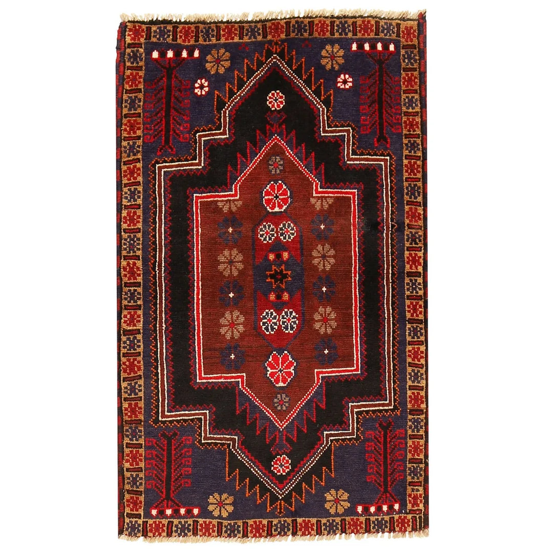Afghan Baluchi Rug 2' 6" x 4' 3" Hand-Knotted | No. AL79112
