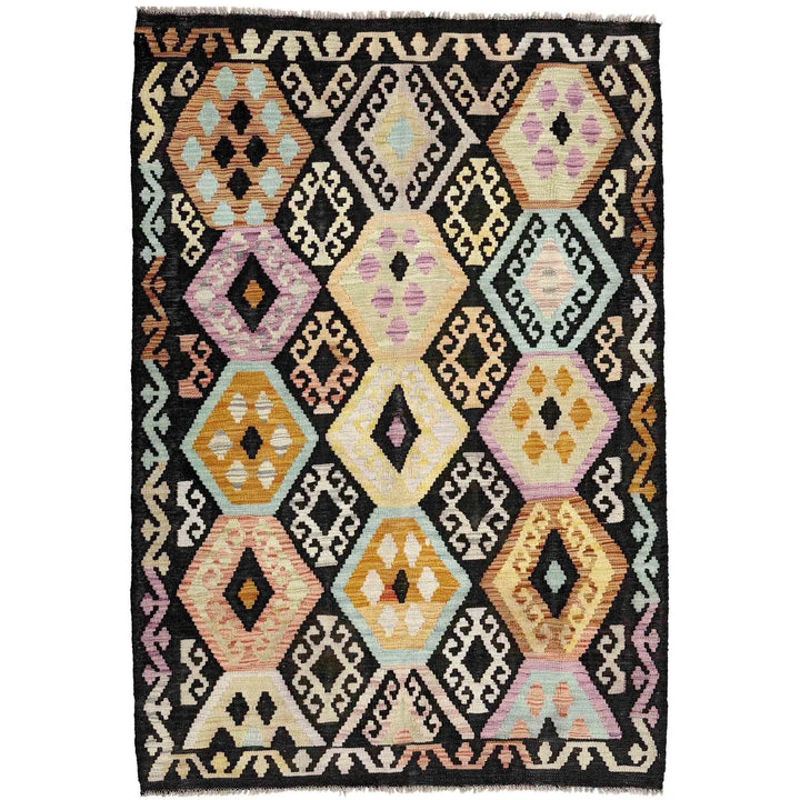 Afghan Vegetable Kilim Rug 4' 1" x 6' 2" Flat-Weave | No. AL791798