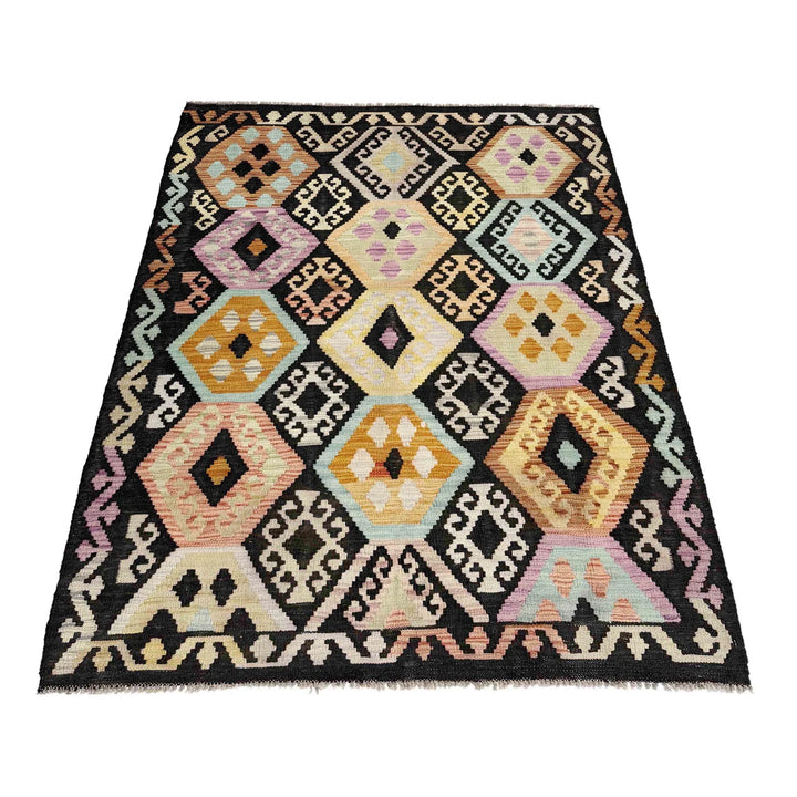 Afghan Vegetable Kilim Rug 4' 1" x 6' 2" Flat-Weave | No. AL791798