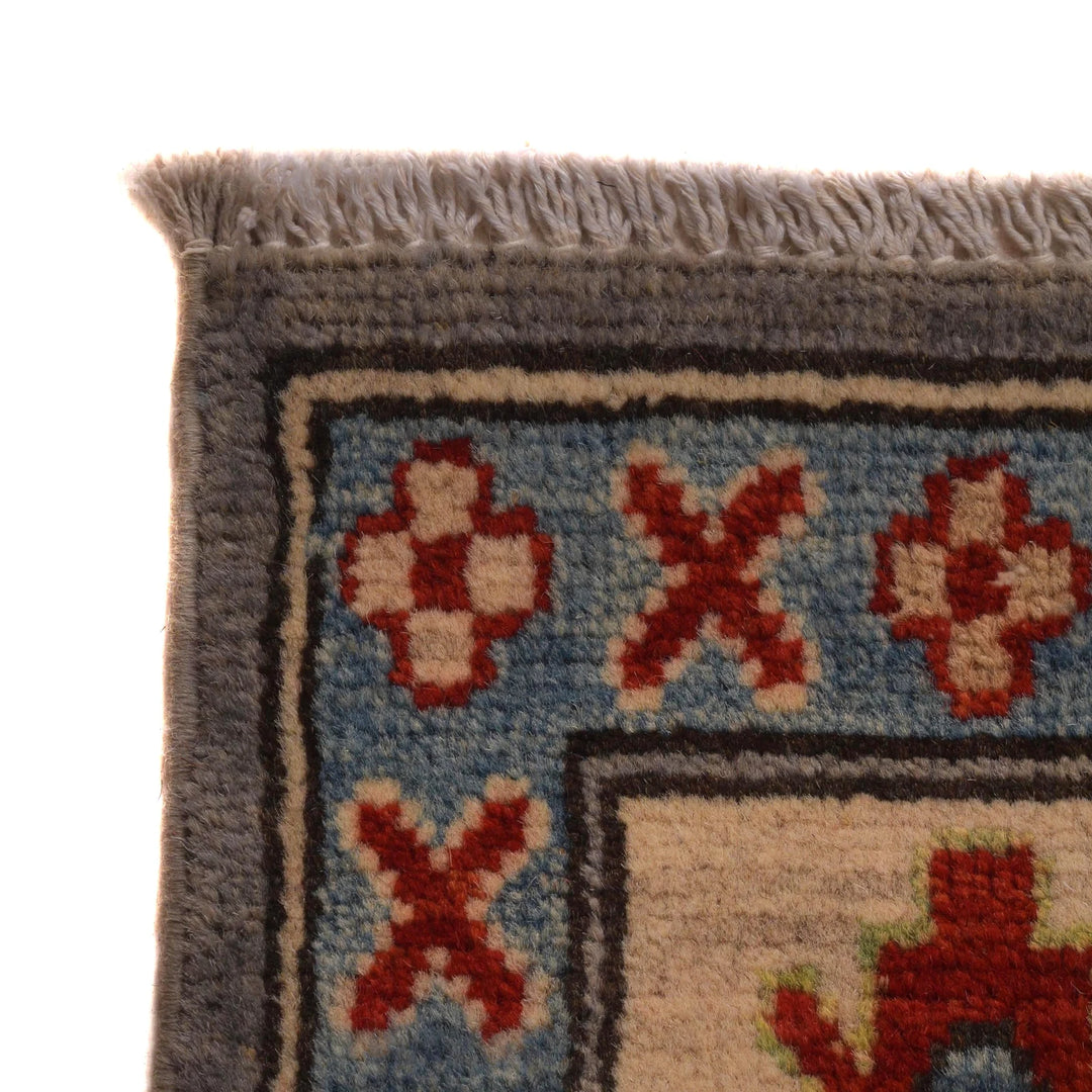 Gray Afghan Kazak Rug 4'11" x 7'1" Hand-Knotted | No. AL79303