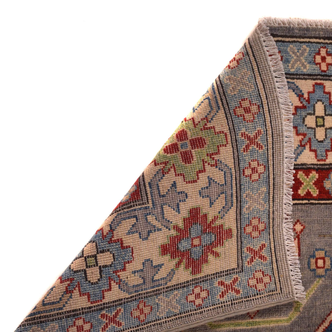 Gray Afghan Kazak Rug 4'11" x 7'1" Hand-Knotted | No. AL79303