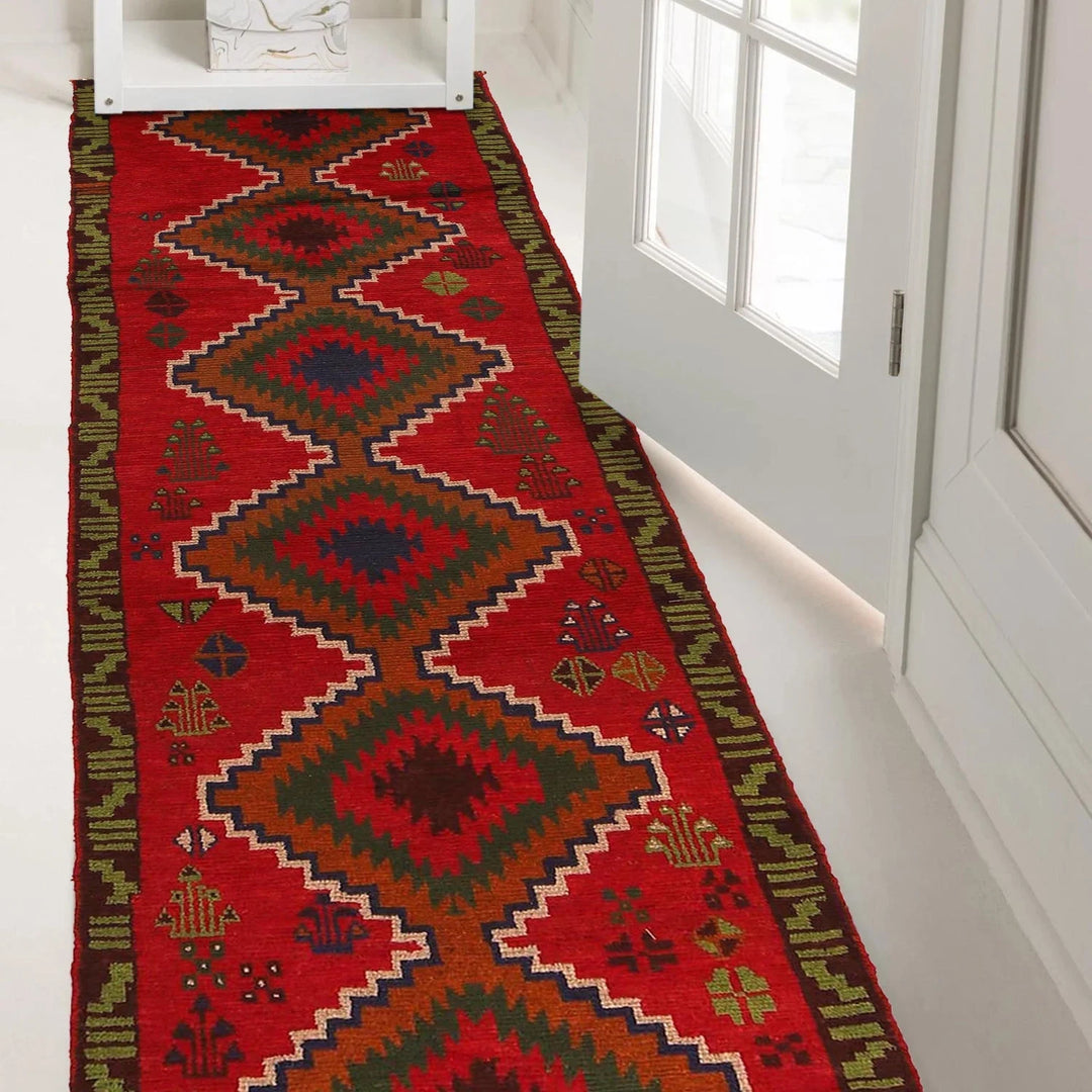 Afghan Baluchi Runner 2' 5" x 9' 2" Hand-Knotted | No. AL79312