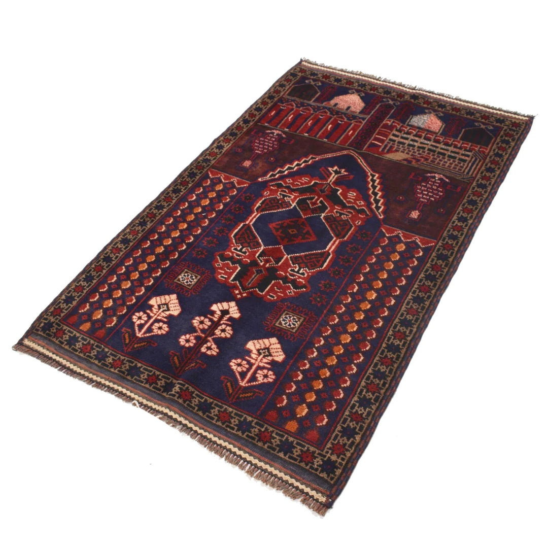 Afghan Prayer Rug 2' 11" x 4' 10" Hand-Knotted | No. AL79417