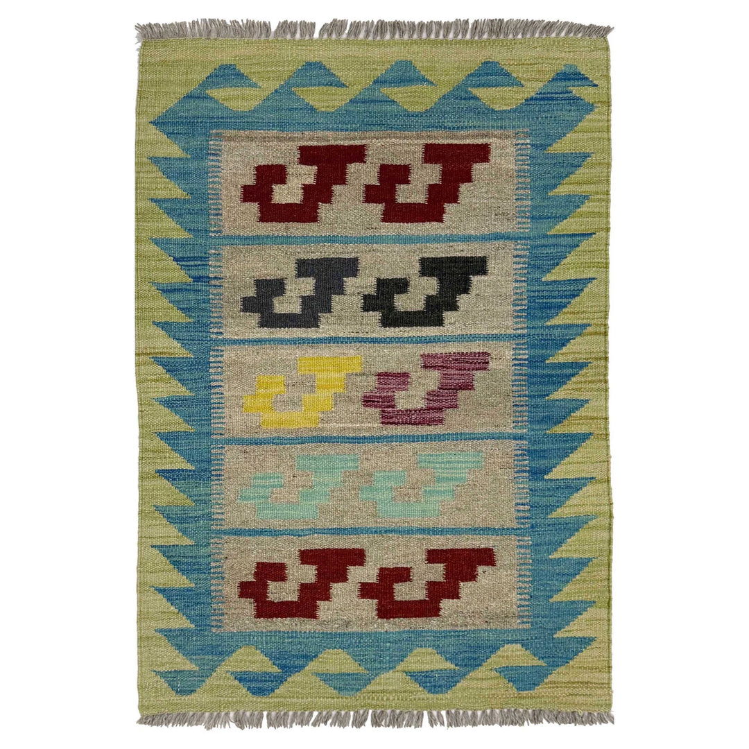 Afghan Vegetable Kilim Rug 2' 0" x 3' 1" Flat-Weave | No. AL794438