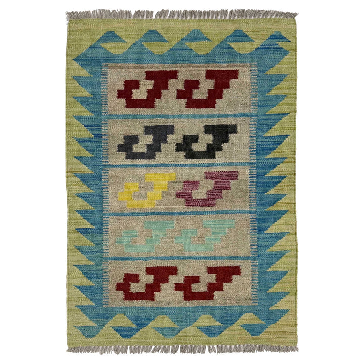 Afghan Vegetable Kilim Rug 2' 0" x 3' 1" Flat-Weave | No. AL794438