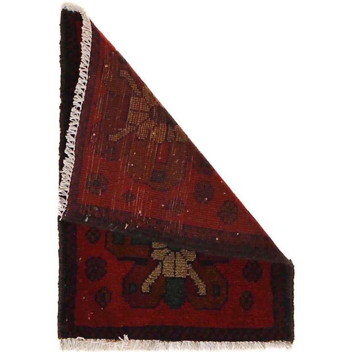 Red Afghan Geometric Rug 1' 6" x 2' 0" Hand-Knotted | No. AL79473