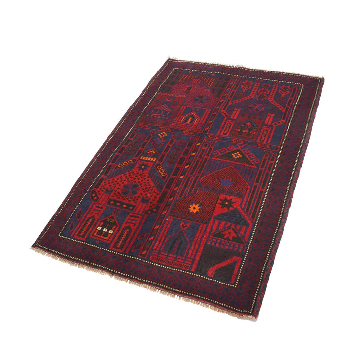 Afghan Prayer Rug 3' 1" x 4' 7" Hand-Knotted | No. AL79491