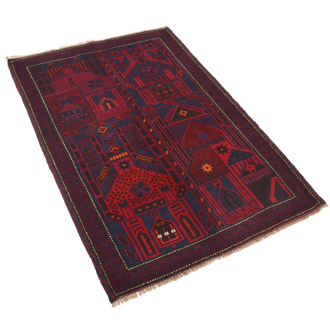 Afghan Prayer Rug 3' 1" x 4' 7" Hand-Knotted | No. AL79491