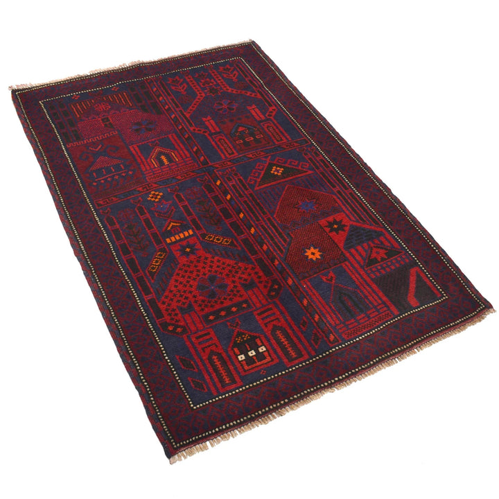 Afghan Prayer Rug 3' 1" x 4' 7" Hand-Knotted | No. AL79491