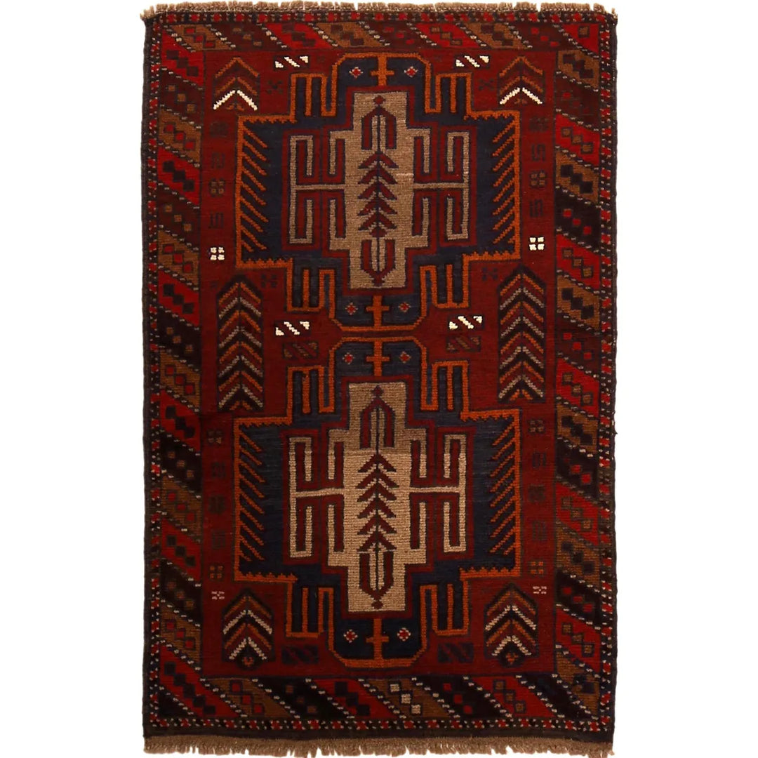 Afghan Baluchi Rug 2' 10" x 4' 3" Hand-Knotted | No. AL79505