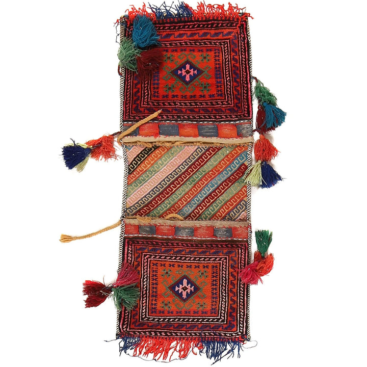 Afghan Baluch Saddle Bag Rug 1' 1" x 2' 9" Hand-Knotted | No. AL79530