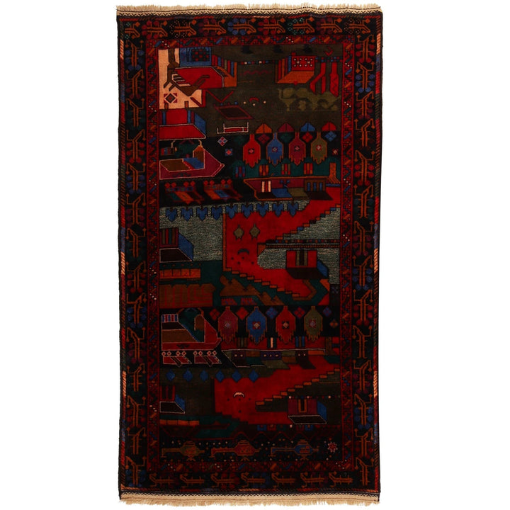 Afghan Pictorial Rug 3' 8" x 6' 4" Hand-Knotted | No. AL79646