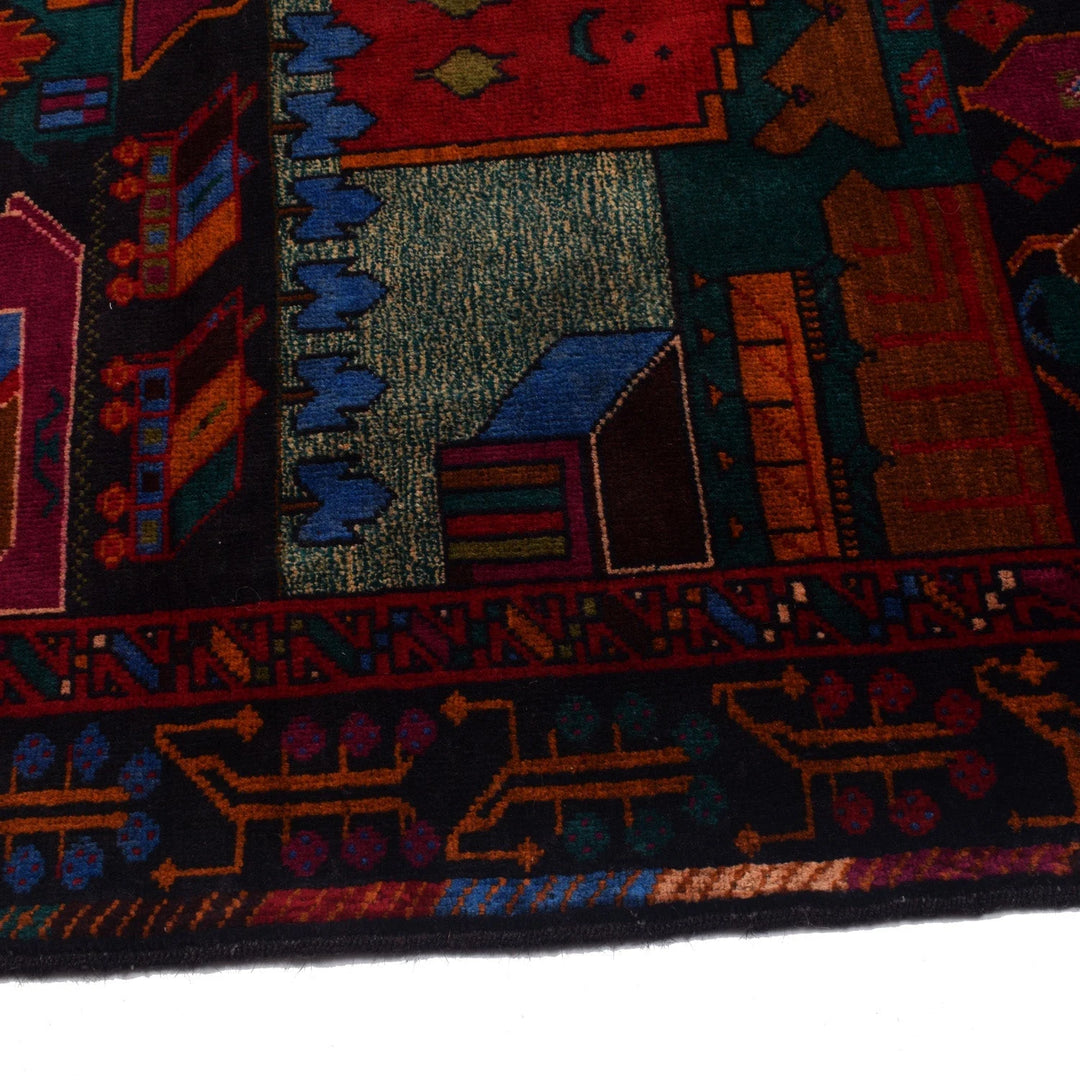 Afghan Pictorial Rug 3' 8" x 6' 4" Hand-Knotted | No. AL79646