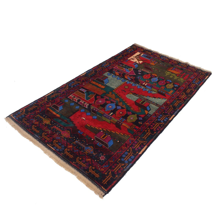 Afghan Pictorial Rug 3' 8" x 6' 4" Hand-Knotted | No. AL79646