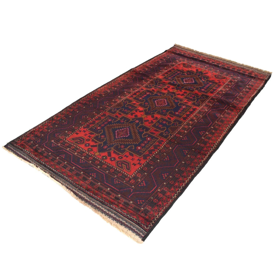 Afghan Baluchi Rug 4' 1" x 7' 6" Hand-Knotted | No. AL79656
