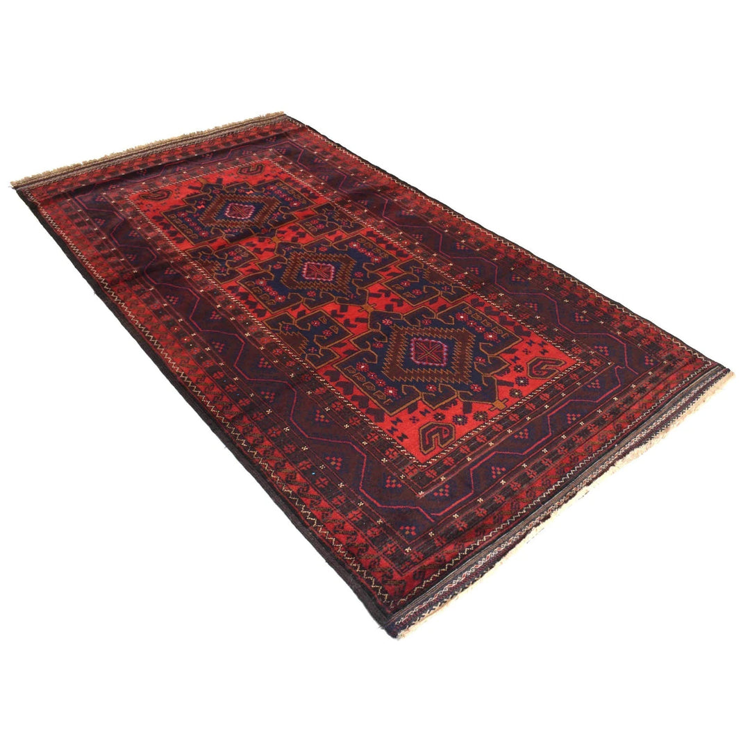 Afghan Baluchi Rug 4' 1" x 7' 6" Hand-Knotted | No. AL79656
