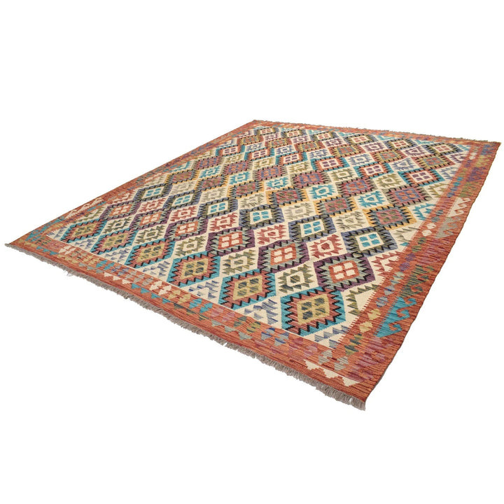 Afghan Vegetable Kilim Rug 8' 7" x 9' 11" Flat-Weave | No. AL79693