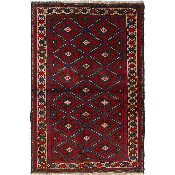 Afghan Baluchi Rug 3' 0" x 4' 8" Hand-Knotted | No. AL79718