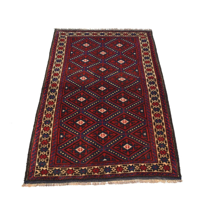 Afghan Baluchi Rug 3' 0" x 4' 8" Hand-Knotted | No. AL79718