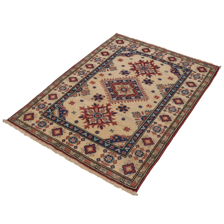 Ivory Afghan Kazak Rug 2'10" x 4'0" Hand-Knotted | No. AL79730