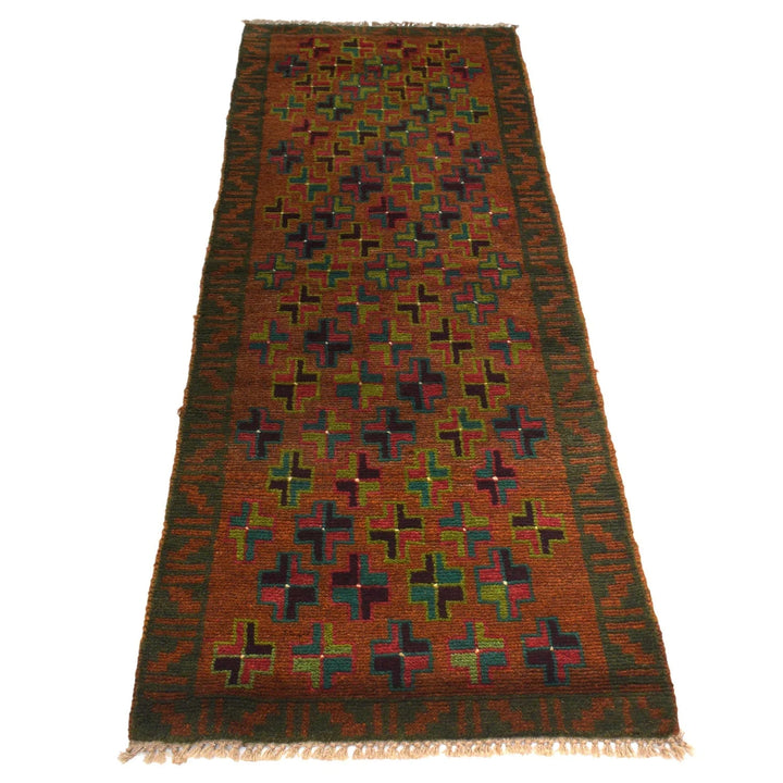 Brown Afghan Baluchi Rug 2' 1" x 6' 2" Hand-Knotted | No. AL79761