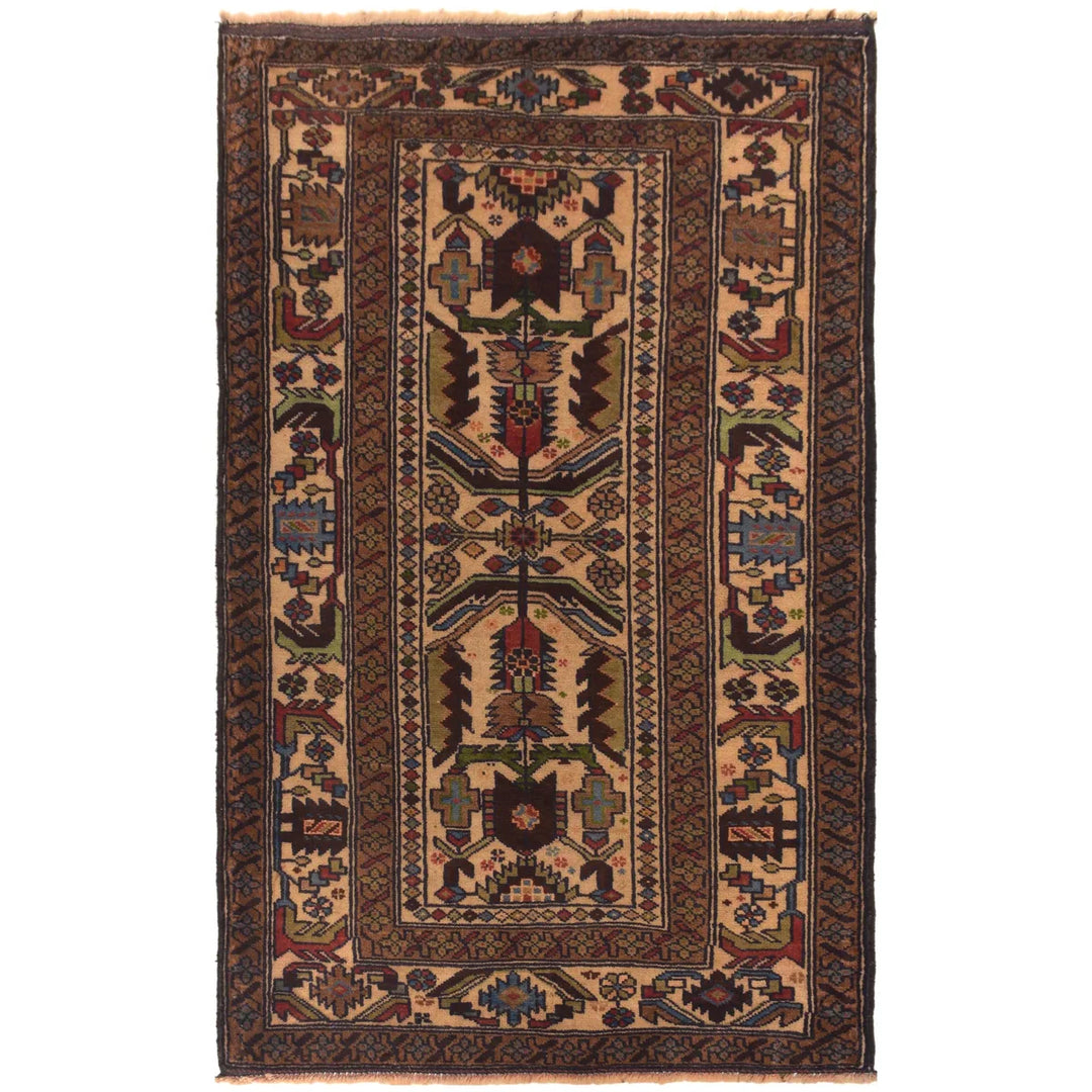 Afghan Baluchi Rug 3' 0" x 5' 2" Hand-Knotted | No. AL79771