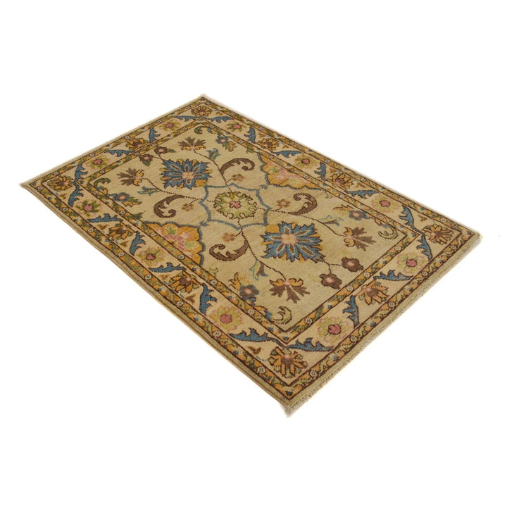 Beige Afghan Kazak Rug 2' 8" x 4' 2" Hand-Knotted | No. AL79780