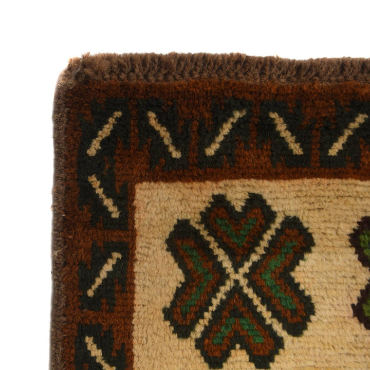 Beige Afghan Baluchi Rug 2' 5" x 9' 6" Hand-Knotted | No. AL79787