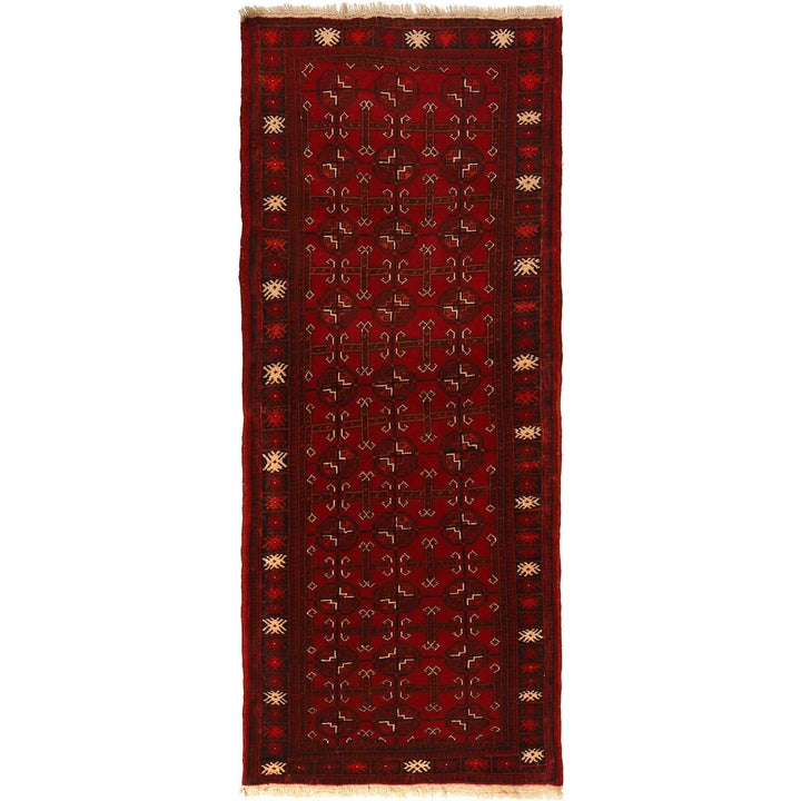Red Afghan Bokhara Rug 2' 4" x 5' 8" Hand-Knotted | No. AL79813