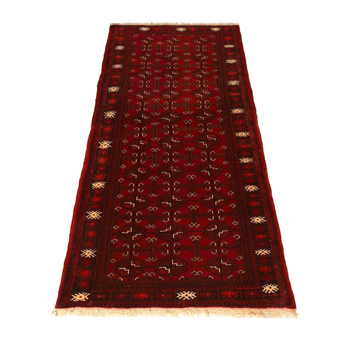 Red Afghan Bokhara Rug 2' 4" x 5' 8" Hand-Knotted | No. AL79813