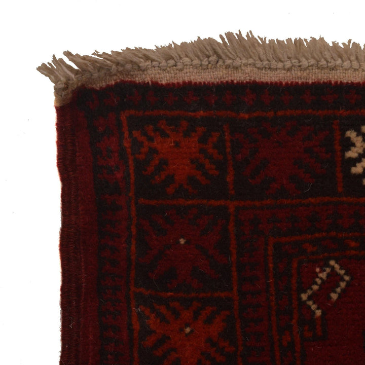 Red Afghan Bokhara Rug 2' 4" x 5' 8" Hand-Knotted | No. AL79813